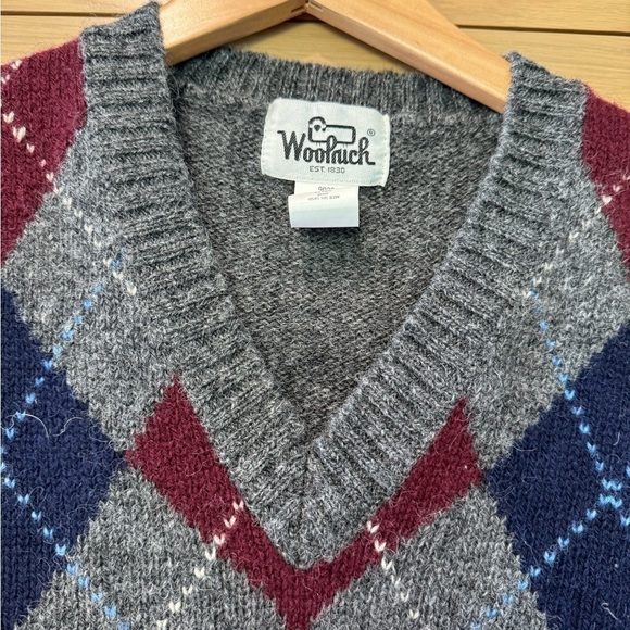 Vintage Woolrich Shetland Wool Argyle V-Neck Vest / Large - Picture 4 of 8